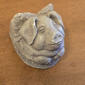 Winged Pig Statue Figurine Angel Flying Hog SIGNED By Telle M Stein 2000 3" X 2"